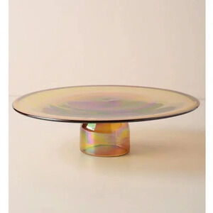 NWT Anthropologie Iridescent Glass Cake Stand